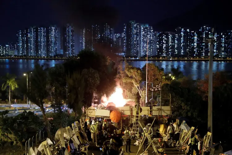 Protesto em Hong Kong, dia 15/11/2019
 (Thomas Peter/Reuters)