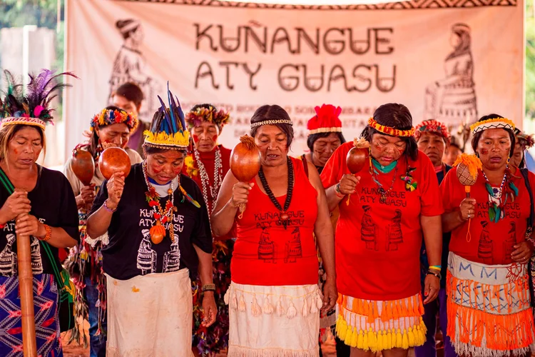 A Kuñangue Aty Guasu é organizada todos os anos pelas próprias mulheres Guarani e Kaiowá
 (Everson Tavares/Agência Pública)