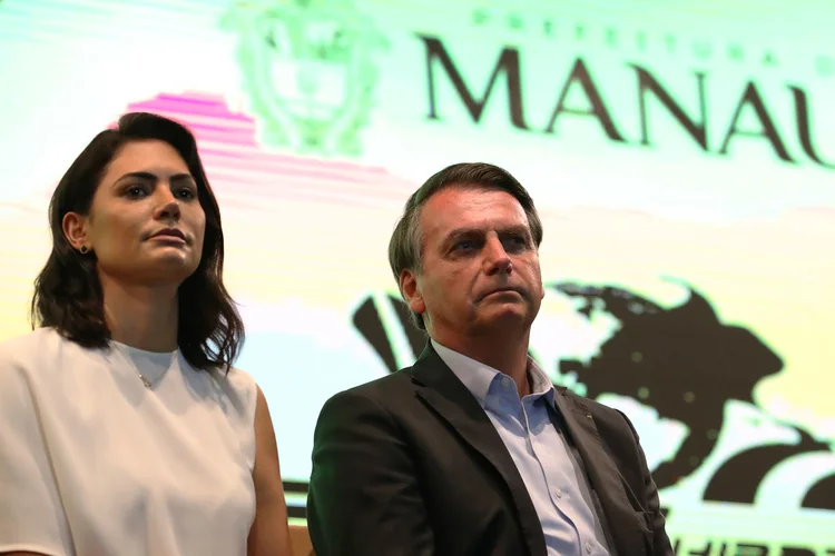 Michelle e Jair Bolsonaro: presidente e primeira-dama participam de evento realizado na Zona Franca de Manaus (Marcos Corrêa/PR/Flickr)