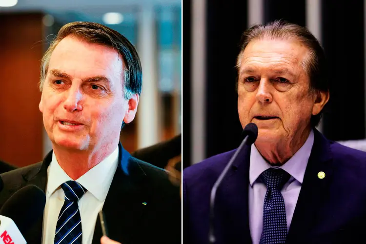 Jair Bolsonaro e Luciano Bivar: partido está dividido entre apoiadores do presidente e do dirigente da sigla   (José Dias/PR - Michel Jesus/Ag. Brasil/Exame)