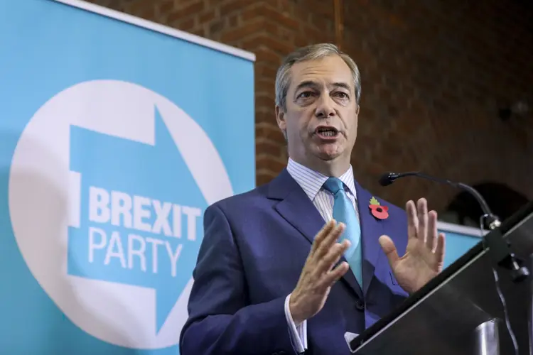 Nigel Farage: nas eleições europeias de maio, o Partido do Brexit ficou em primeiro com 31,6% dos votos (Simon Dawson/Bloomberg)