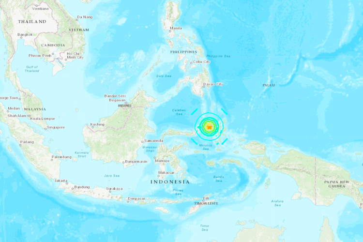 Indonésia: autoridades ativam alerta de tsunami após forte terremoto (USGS/Reprodução)