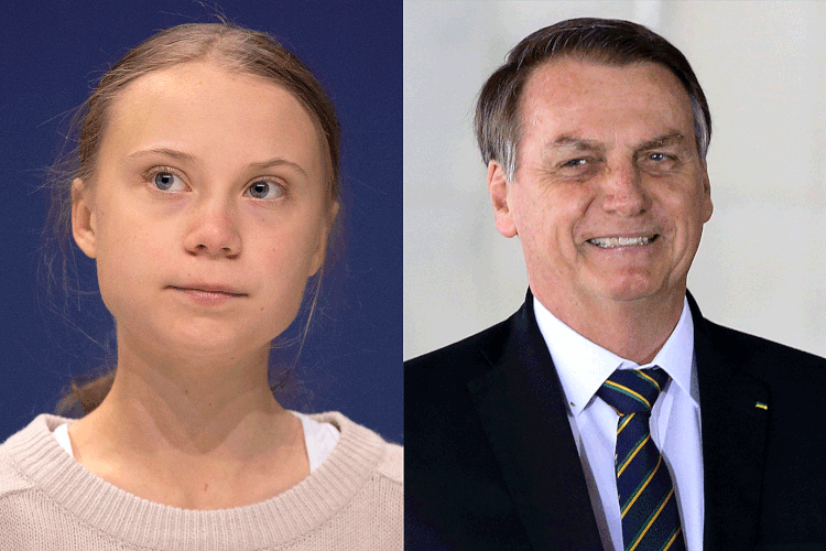 Greta e Bolsonaro: presidente rebateu comentários da ativista sobre morte de indígenas (Montagem/EXAME/Getty Images)