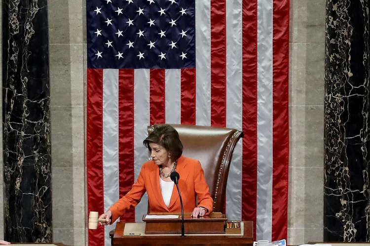 Nancy Pelosi: presidente da Câmara já afirmou várias vezes que reza por Donald Trump (Win McNamee/Getty Images)