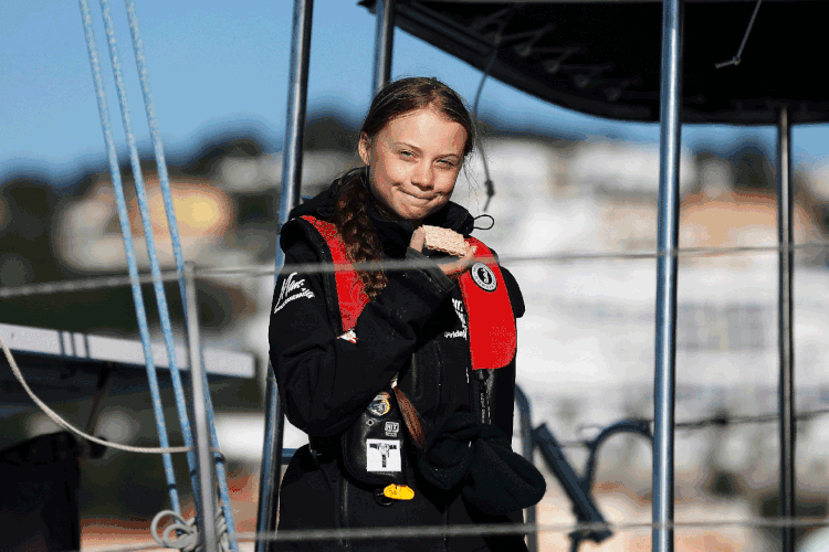 Greta: jovem sueca chegou a um porto de Lisboa (Rafael Marchante/Reuters)