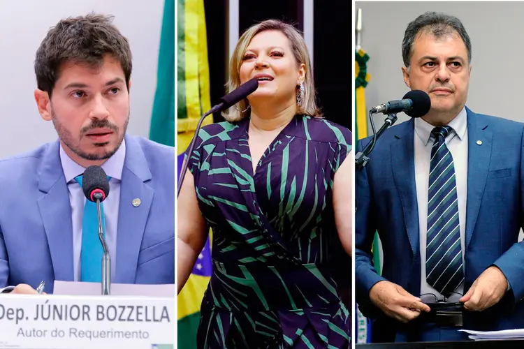 Júnior Bozzella, Joice Hasselmann e Abou Anni: deputados dividirão a liderança do PSL na Câmara (Fotomontagem/Exame)