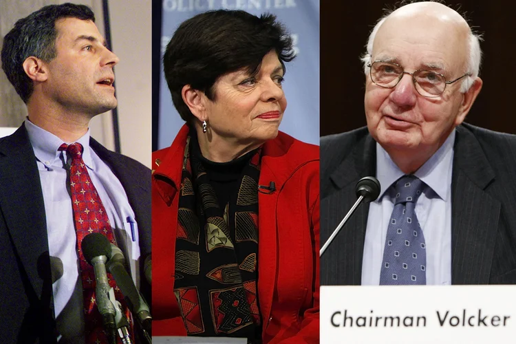Alan Krueger, Alice Rivlin e Paul Volcker (esquerda para direita) (Montagem EXAME)