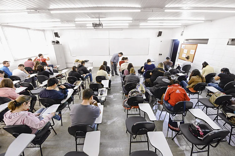 Sala de aula da Anhanguera, do grupo Cogna (antiga Kroton): as ações dos grandes grupos de educação tiveram as maiores altas da bolsa na quarta-feira  (Germano Lüders/Exame)