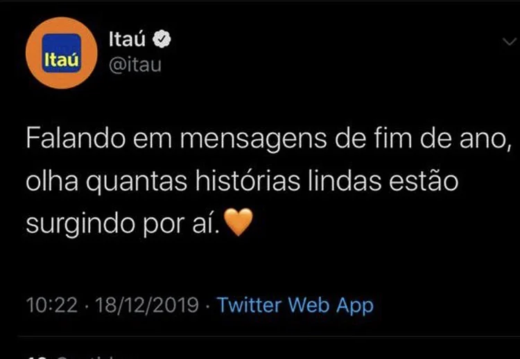 Itaú divulga outras marcas no Twitter (Itaú/Reprodução)