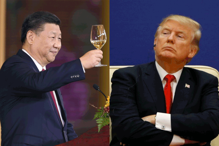 Xi Jinping e Trump: Há a crescente preocupação dos EUA com a ascensão da China no comércio e na economia mundial (Getty Images/Montagem/Exame)