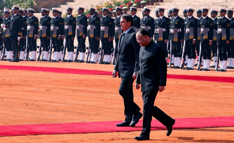 Em visita oficial à Índia, Jair Bolsonaro participou, como convidado de honra, das celebrações do Dia da República (Altaf Hussain/Reuters)