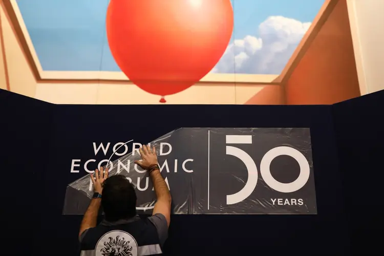 Logo do Fórum Econômico Mundial 2020, em Davos. 20 de janeiro de 2020. Foto: Simon Dawson/Bloomberg (Simon Dawson/Bloomberg)