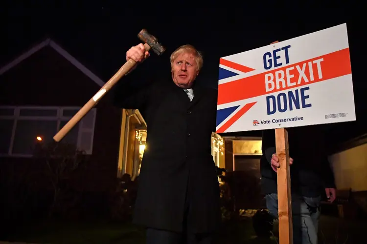 Boris Jonhson: o lema de “finalizar o Brexit de uma vez por todas” foi decisivo para sua vitória eleitoral em dezembro   (Ben Stansall/Pool/Reuters)