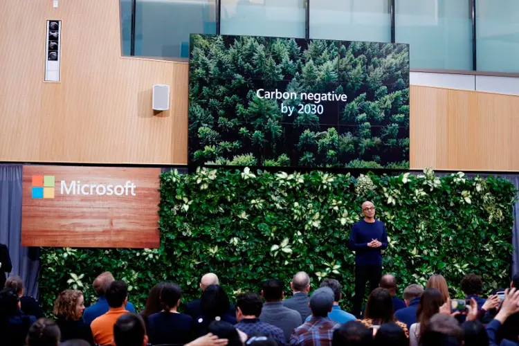 CEO da Microsoft, Satya Nadella: anuncia planos ambientais da empresa em Redmond, Washington  (Lindsey Wasson/Reuters)