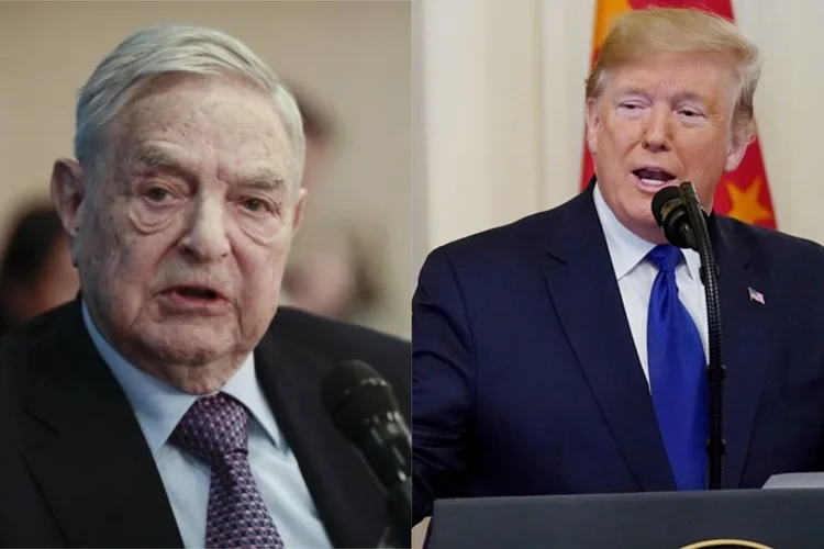 George Soros e Donald Trump: na opinião de Soros, Trump "ultrapassou os limites impostos à presidência pela Constituição" ((Jason Alden/Bloomberg)(Kevin Dietsch/Bloomberg)/Exame)