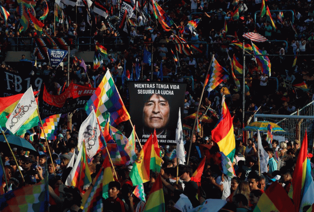 Evo Morales realiza marcha na Argentina para marcar fim do mandato