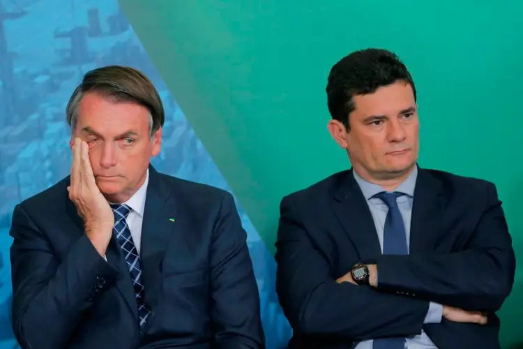 Jair Bolsonaro e Sergio Moro: ministro da Justiça tem uma avaliação melhor do que a do presidente (Adriano Machado/Reuters)