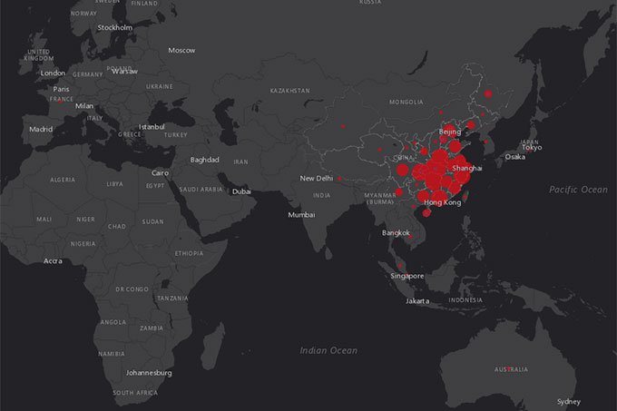 Coronavírus: vírus se espalha pelo mundo (gisanddata.maps.arcgis.com/Reprodução)