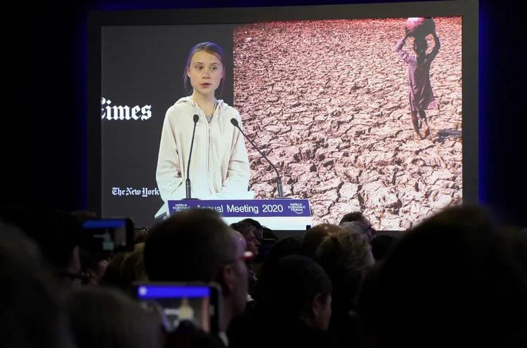 Greta Thunberg em Davos: "a ciência e a voz dos jovens não são o centro da conversa, mas precisam ser" (Denis Balibouse/Reuters)