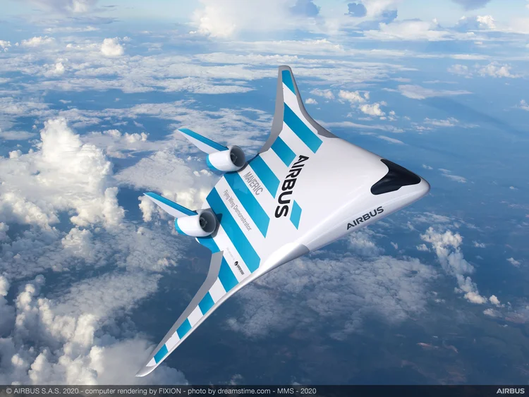 Airbus: Maveric é protótipo de avião da marca com assa integradas à fuselagem para aumentar eficiência do equipamento (Airbus/Reuters)