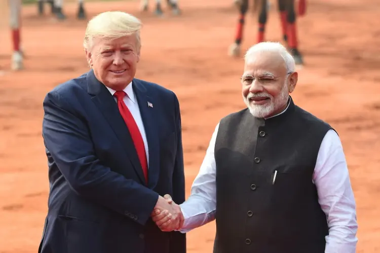 Donald Trump e Narendra Modi: os dois países estão preocupados com a crescente influência da China (Jerome Cartillier and Abhaya Srivastava/AFP)