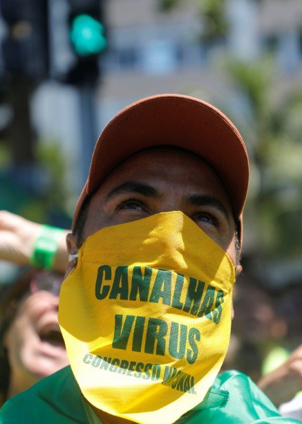 Manifestação em Brasília em apoio ao governo Bolsonaro. Domingo, 15 de março de 2020