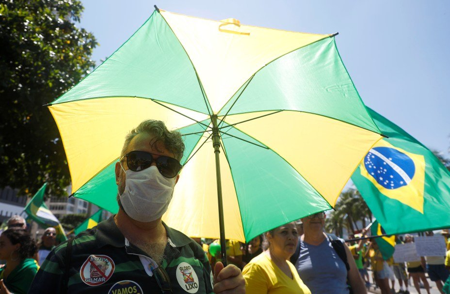 Manifestação em Brasília em apoio ao governo Bolsonaro. Domingo, 15 de março de 2020