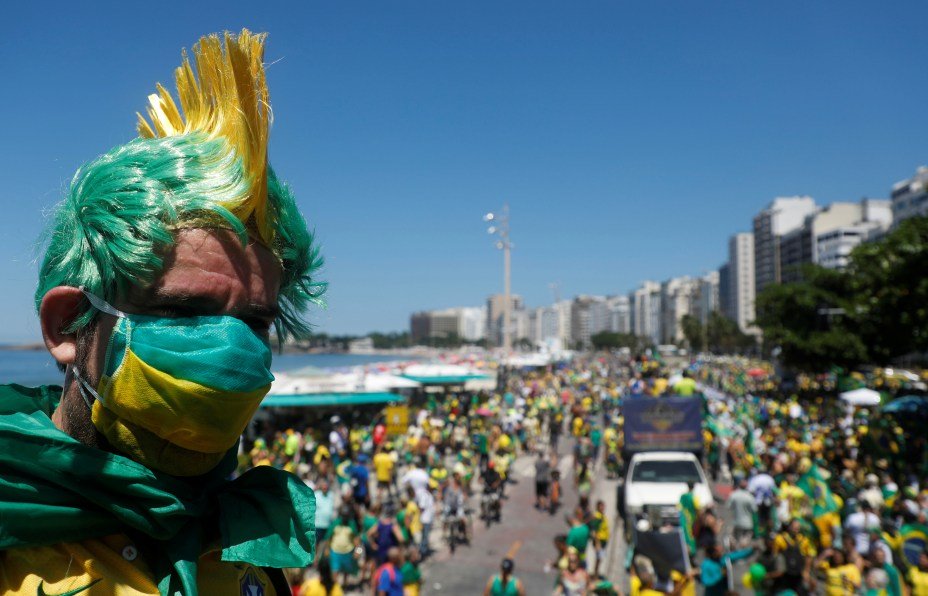 Manifestação em Brasília em apoio ao governo Bolsonaro. Domingo, 15 de março de 2020