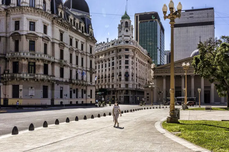 Plaza de Mayo, Buenos Aires, 20 de março de 2020: maioria dos argentinos aprova a resposta do governo. (Bloomberg/Bloomberg)