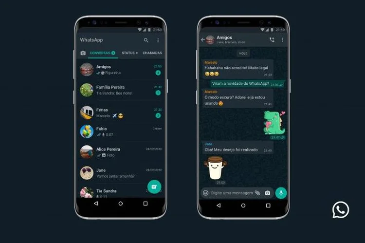 WhatsApp: depois de testes, o modo escuro é liberado no aplicativo oficial (WhatsApp/Divulgação)