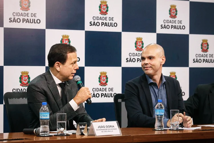 Governador do Estado de São Paulo, João Doria e o Prefeito da Cidade de São Paulo, Bruno Covas em coletiva de Imprensa (Governo do Estado de São Paulo Seguir/Flickr)