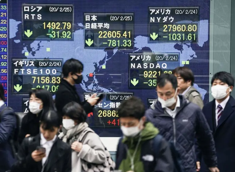 Mercado financeiro é abalado pelo surto de coronavírus (Kyodo News/Getty Images)