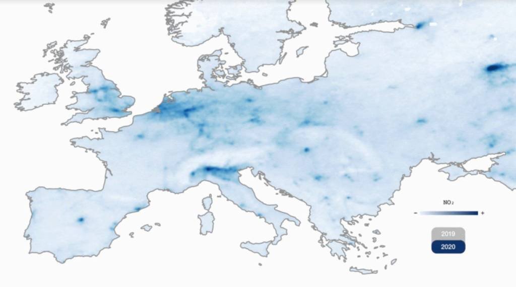 Isolamento deixa ar mais limpo na Europa, mostram imagens de satélite