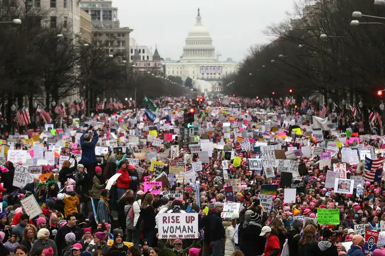 Marcha pelos direitos das mulheres nos Estados Unidos (Mario Tama / Equipe/Getty Images)