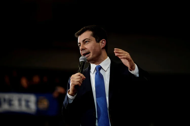 Pete Buttigieg: ex-prefeito conseguiu um bom resultado no caucus de Iowa, mas desempenho foi fraco em Nevada e na Carolina do Sul (Eric Thayer/Reuters)