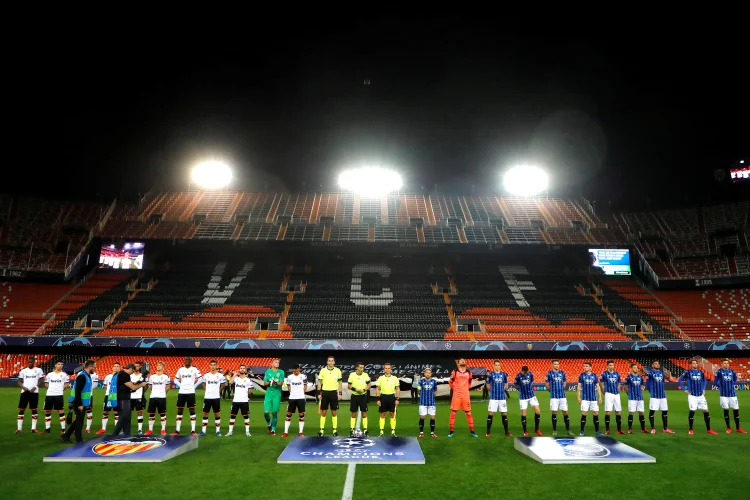 Estádio vazio: jogo entre Valencia e Atalanta também aconteceu a portas fechadas na terça-feira, 10 (UEFA/Handout/Reuters)