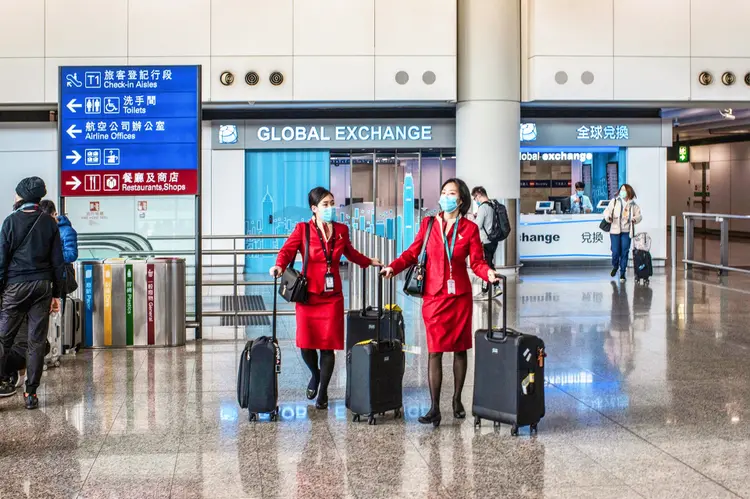 Aeroporto internacional de Hong Kong, China. 6 de fevereiro de 2020. Foto: Ivan Abreu/Bloomberg (Ivan Abreu/Bloomberg)