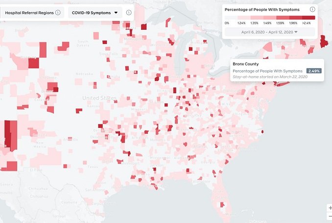 Facebook cria mapa para rastrear sintomas do coronavírus