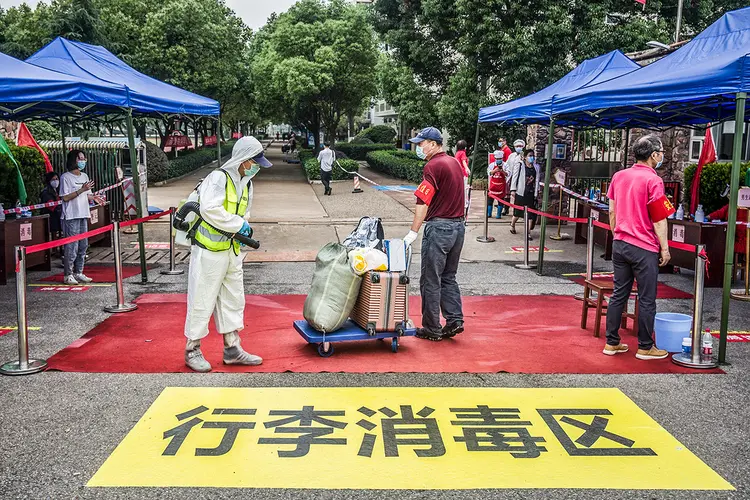 Escola em Wuhan: a cidade voltou a ter um novo caso de covid-19 (Getty Images/Getty Images)