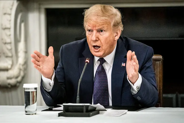 Trump: presidente é um defensor do uso da cloroquina como tratamento do coronavírus, mesmo sem comprovações científicas da eficácia da droga contra a doença (Doug Mills - Pool/Getty Images)