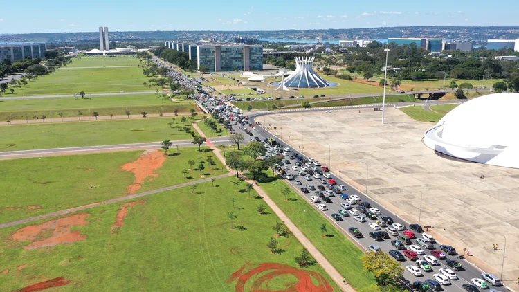 Manifestação: apoiadores de Bolsonaro fizeram ato contra Moro, Maia, Alcolumbre e STF (Dida Sampaio/Estadão Conteúdo)