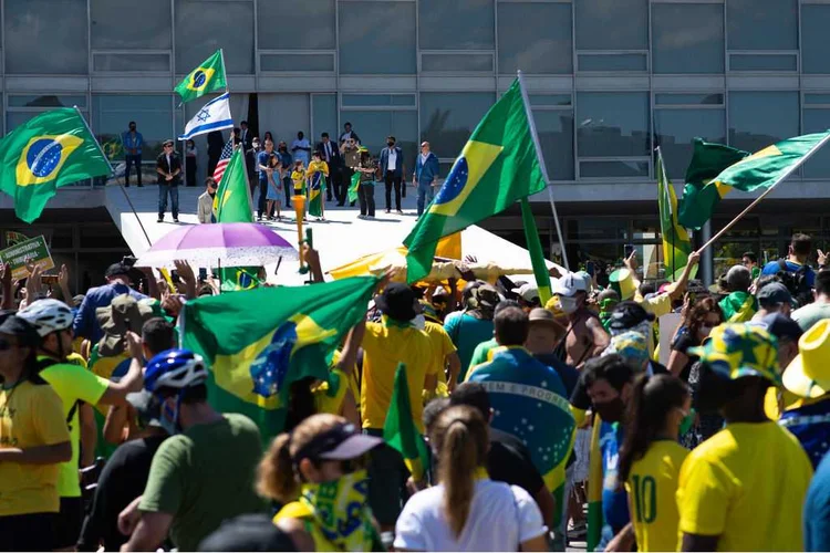 Ato em Brasília: ataque aos profissionais de impressa ocorreu durante manifestação contra o STF e o Congresso (Andressa Anholete/Getty Images)