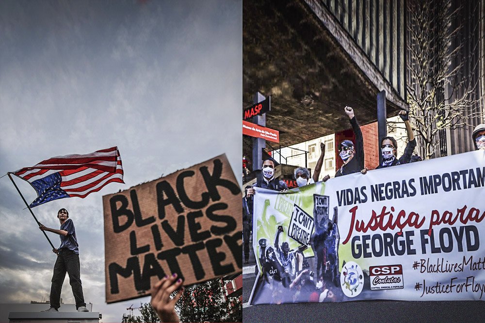 Protestos nos EUA e no Brasil: degradação econômica e questão racial estão no centro do descontentamento (John Locher/AP e Fotos Públicas/Exame)