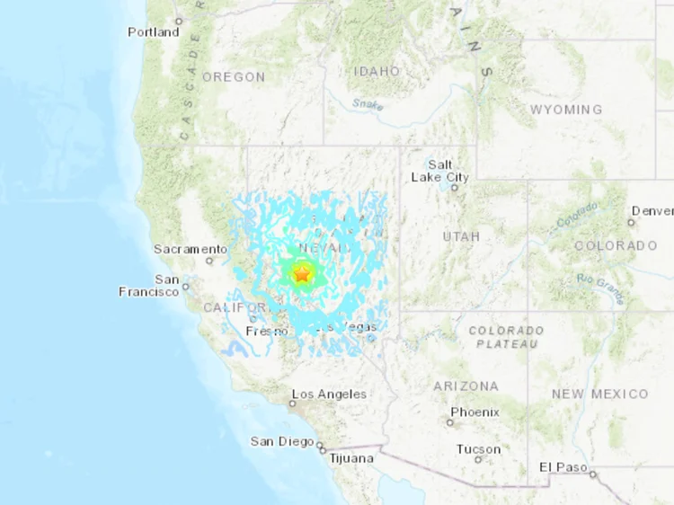 Terremotos: forte tremor atingiu o estado de Nevada, nos EUA (USGS/Reprodução)