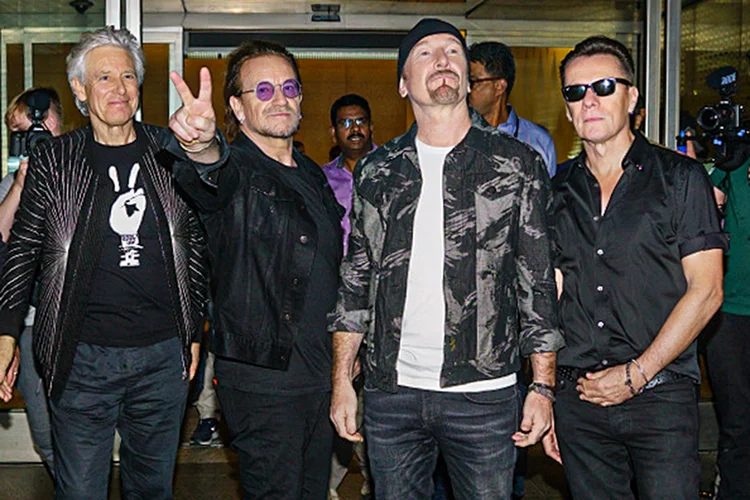 MUMBAI, INDIA -DECEMBER 12: Irish rock band U2 arrived Mumbai internation airport for the "Joshua Tree Tour" on December 12, 2019 in Mumbai, India. U2 band will perform at DY Patil Stadium, Mumbai, on Sunday, December 15. (Photo by Prodip Guha/Getty images) (Prodip Guha/Getty Images)