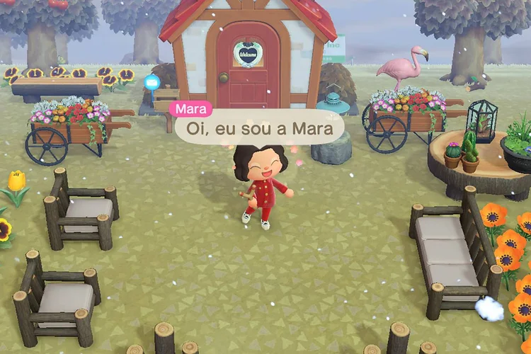 Amaro no Animal Crossing: marca criou perfil no jogo para buscar informações para a próxima coleção (Amaro/Divulgação)