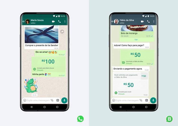 Pagamentos via WhatsAPP: serviço de pagamentos e transferências pelo aplicativo lançado na semana passada foi suspenso pelo Conselho Administrativo de Defesa Econômica (Cade) e pelo BC na terça-feira (WhatsApp/Divulgação)