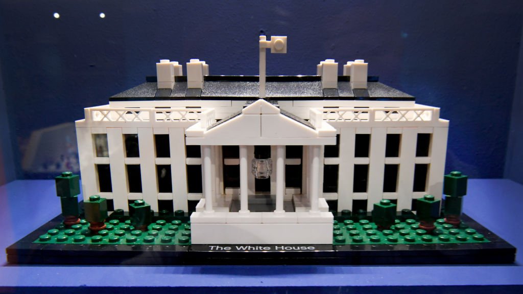 04 December 2018, Lower Saxony, Celle: The White House in Washington, made of Lego bricks, is presented in the Bomann-Museum Celle. Around one thousand models have been set up on over 500 square metres of exhibition space. The works come from one of the largest private collections in Germany, the Lange family collection in neighbouring Eschede. A special feature of the show, which will be open until 11 June next year, are three virtual hands-on stations: Space stations in which visitors can transport themselves and their spaceships into space. The exhibition is entitled "Spaceship Worlds". Photo: Holger Hollemann/dpa (Photo by Holger Hollemann/picture alliance via Getty Images) (picture alliance/Getty Images)