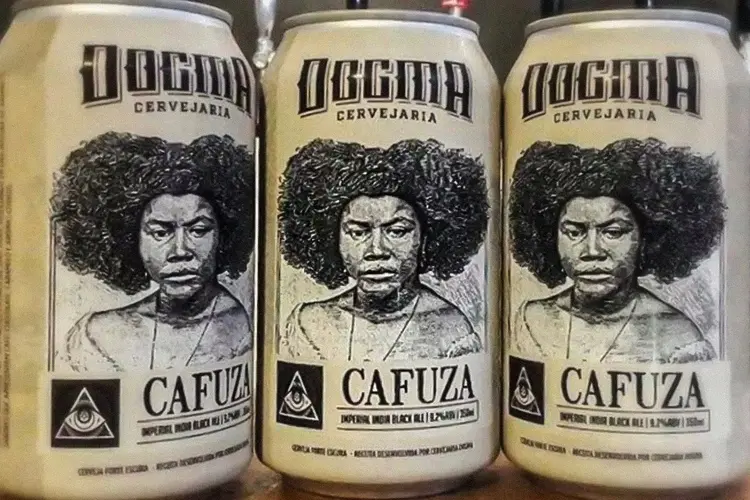 Cerveja Cafuza, da Dogma tem escrava estampada na lata (//Reprodução)