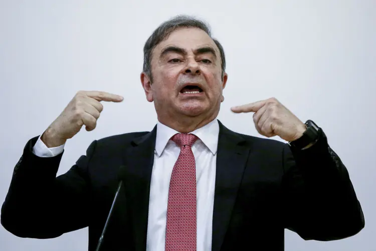 Carlos Ghosn em coletiva no Líbano, para onde fugiu: executivo sofria oposição interna na Nissan (Marwan Naamani/picture alliance via Getty Images/Getty Images)